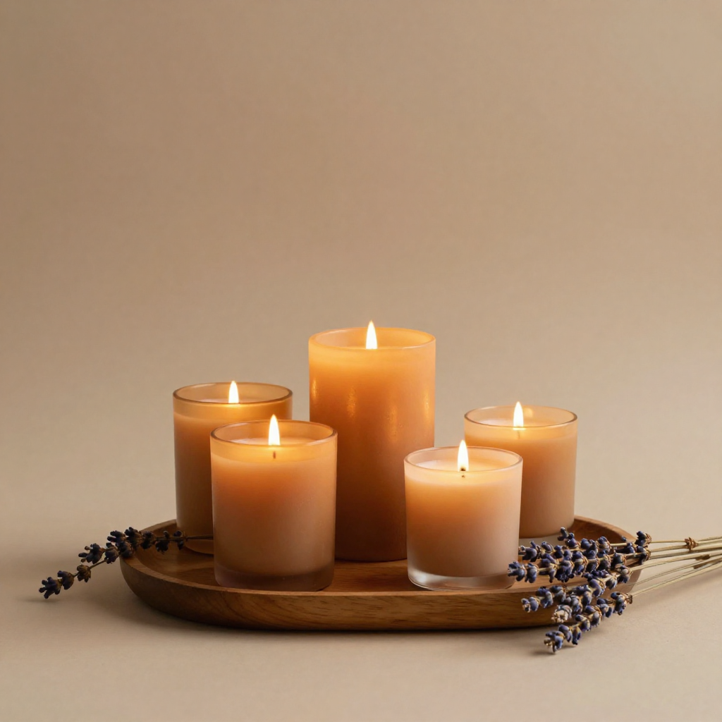 Vanilla bean scented candle in glass jar