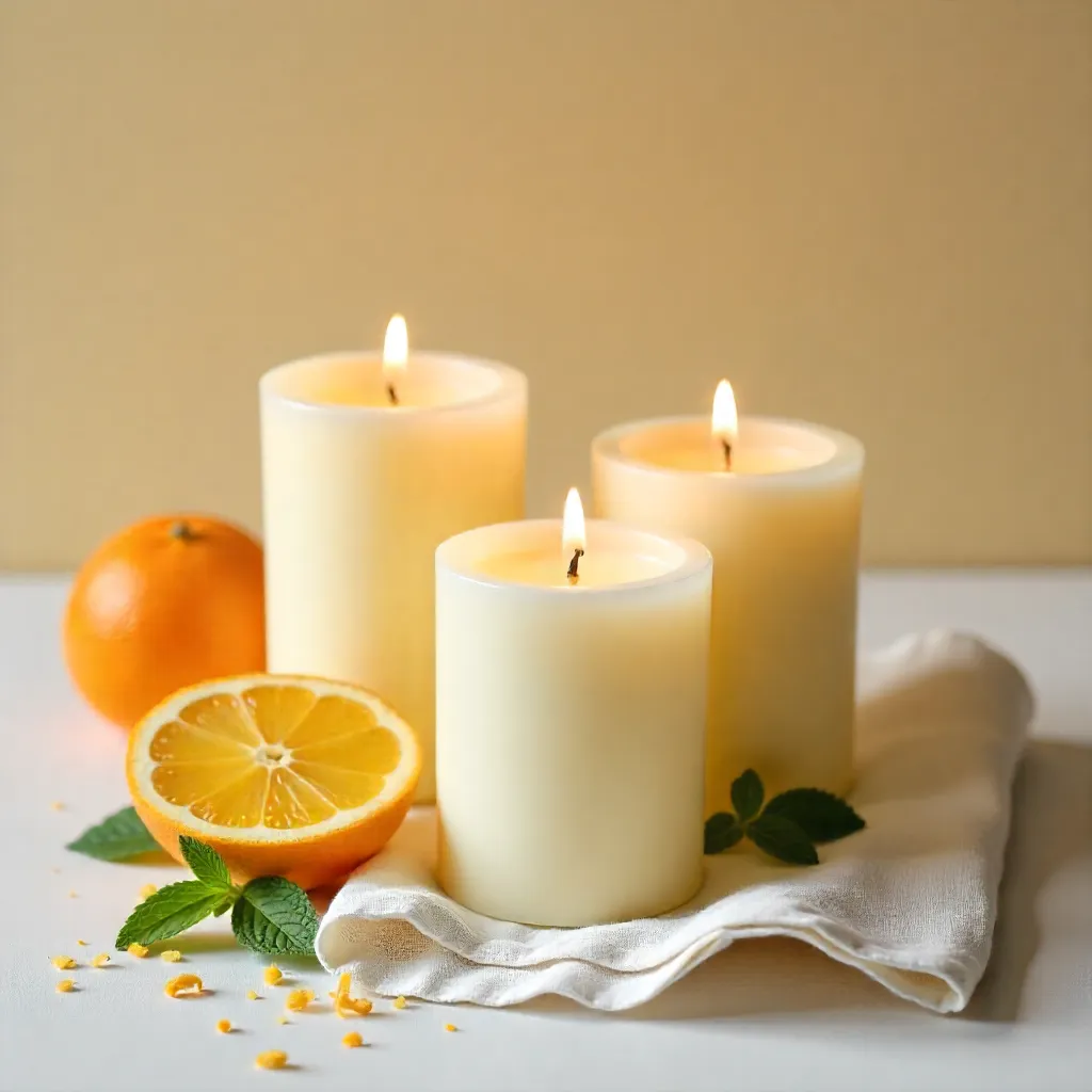 Cozy living room with candles lit